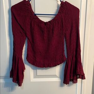 The Hanger Deep Red Smocked Blouse